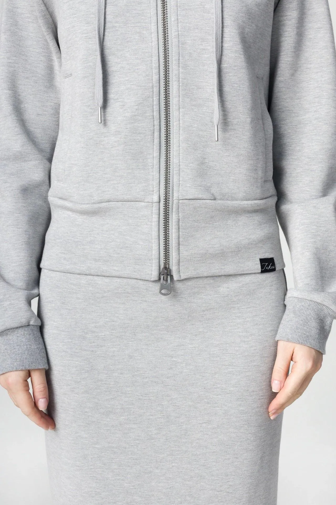 Bamboo Bonded Jersey Cropped Zip-Up Hoodie