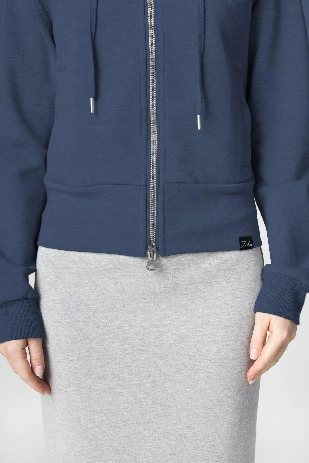 Bamboo Bonded Jersey Cropped Zip-Up Hoodie