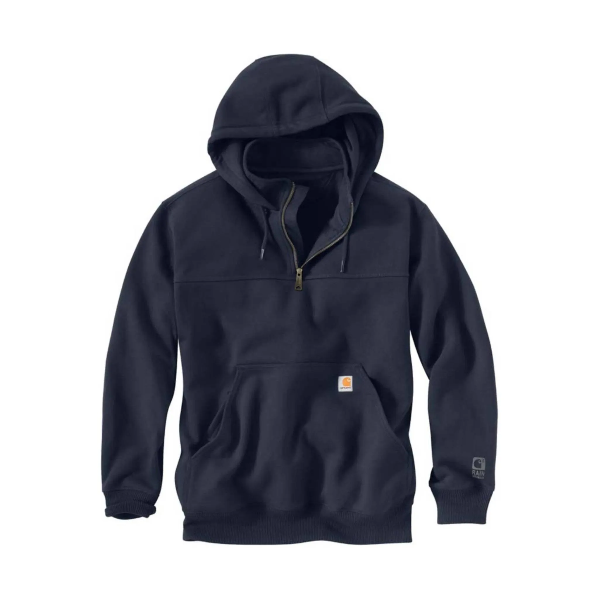 Carhartt Men's Rain Defender Paxton Heavyweight Hooded Quarter Zip Mock Sweatshirt - New Navy