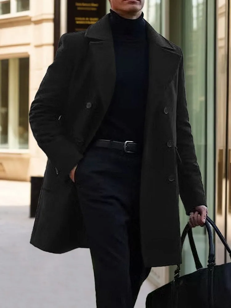 Casual Business Double-Breasted Tweed Coat