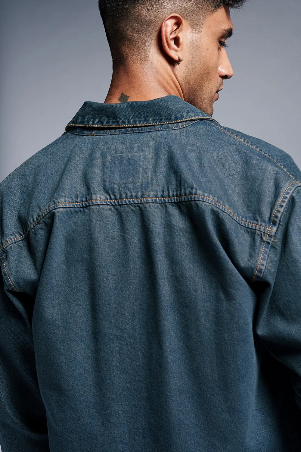 Cyber Blue Men's Denim Jacket