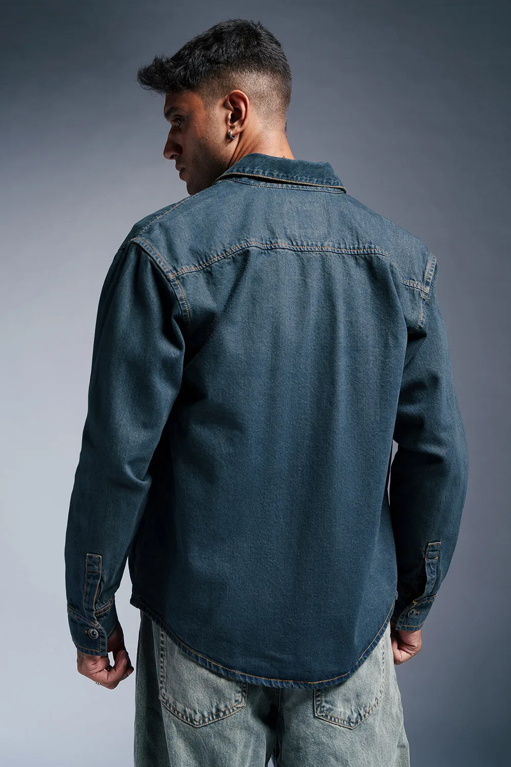 Cyber Blue Men's Denim Jacket