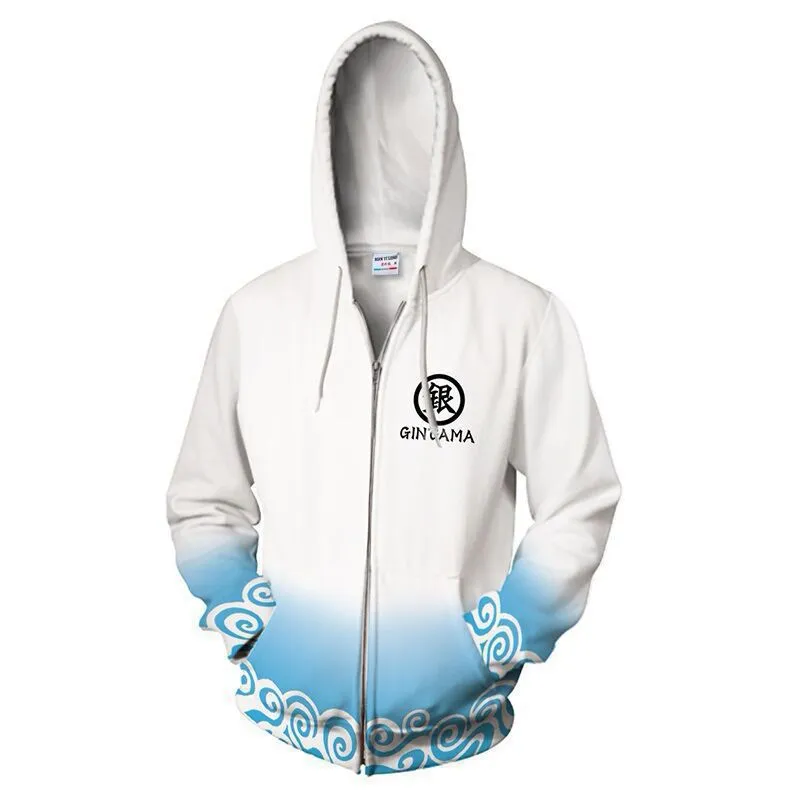 Gintama Sakata Gintoki Hoodie Blue & White