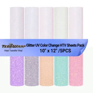 Glitter UV Color Change HTV Sheets Pack (5PCS)