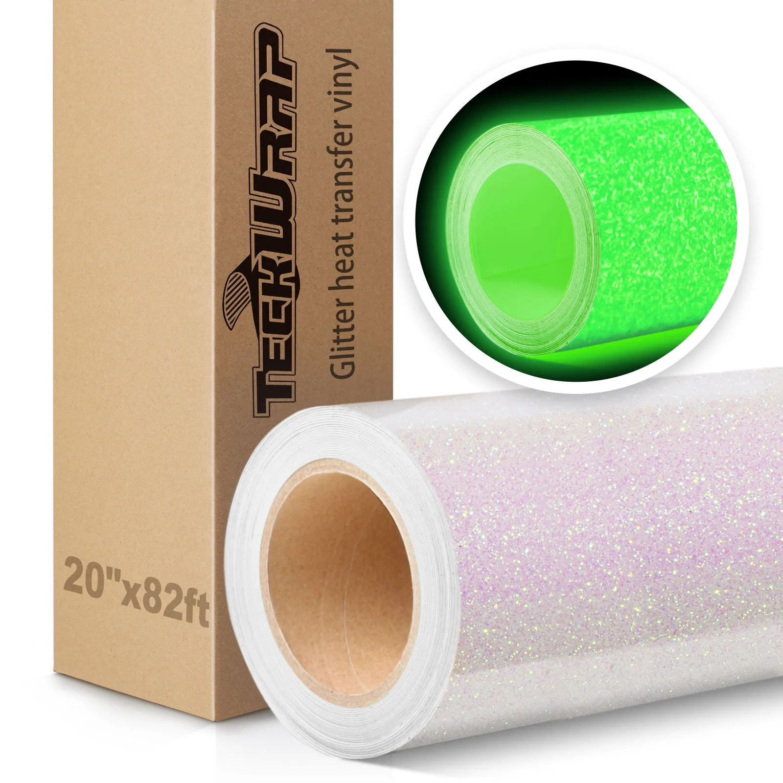 Glow in the Dark Glitter Heat Transfer Vinyl (20"x82ft)