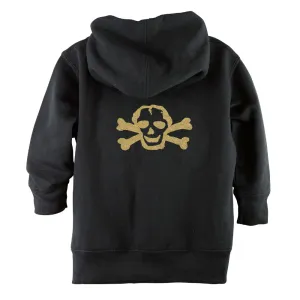 Gold Glitter Scribble Skull Front Zipper Toddler Hoodie