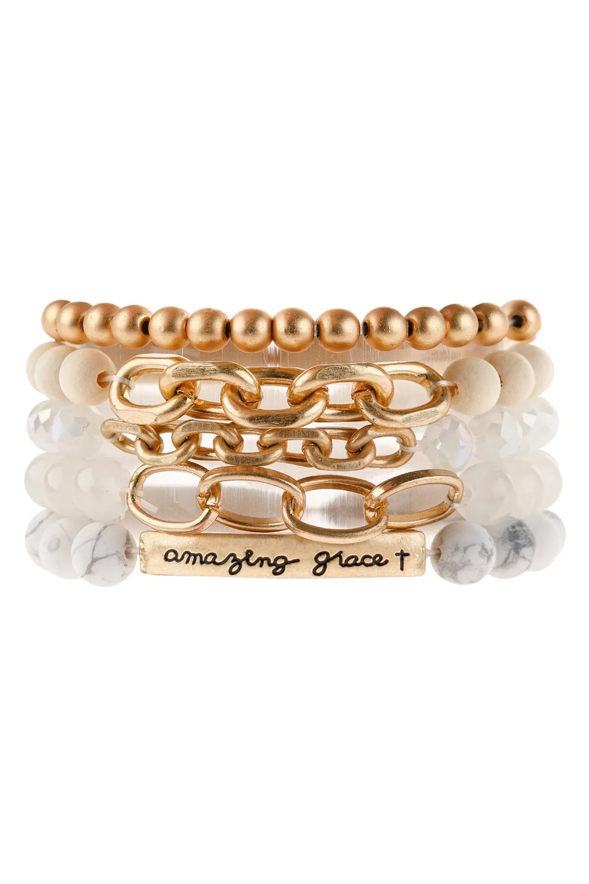 Hdb2995 - "Amazing Grace" Charm Multiline Beaded Bracelet