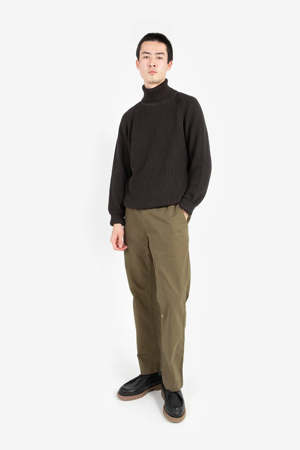 Heavy Rib Cotton Turtleneck Sweater - Black