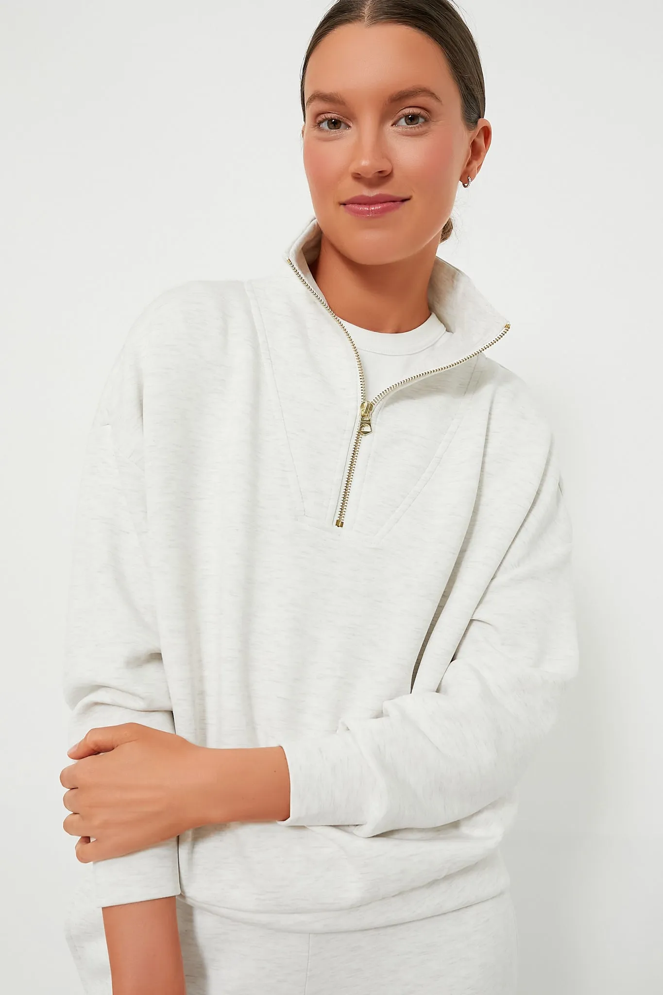 Ivory Marl Hawley Half Zip