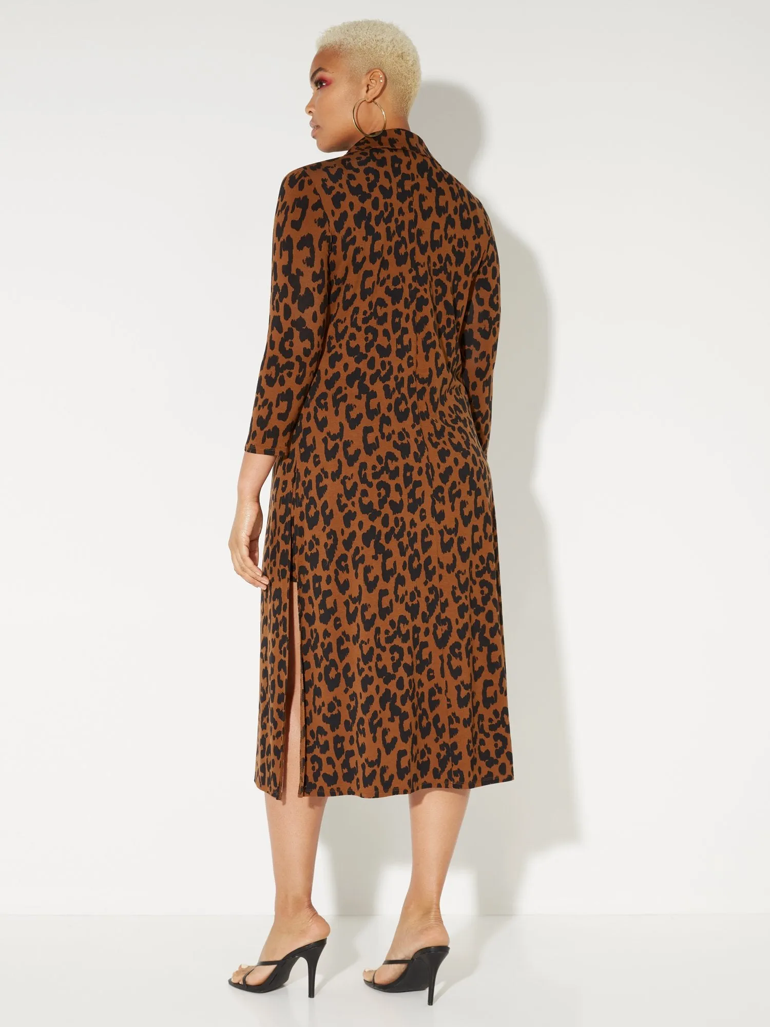 Leopard-Print 3/4-Sleeve Duster - NY&C Style System