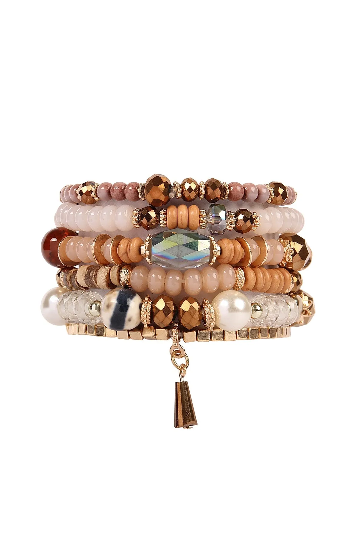 MULTI STONE BEADS STACKABLE BRACELET/6PCS