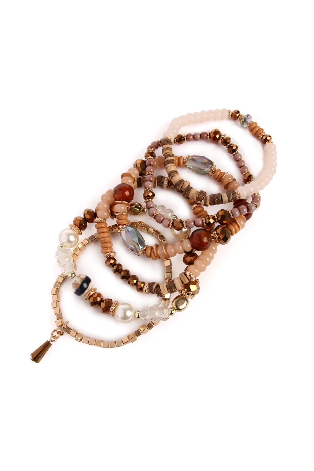 MULTI STONE BEADS STACKABLE BRACELET/6PCS