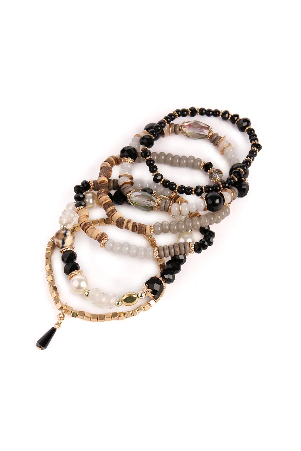 MULTI STONE BEADS STACKABLE BRACELET/6PCS