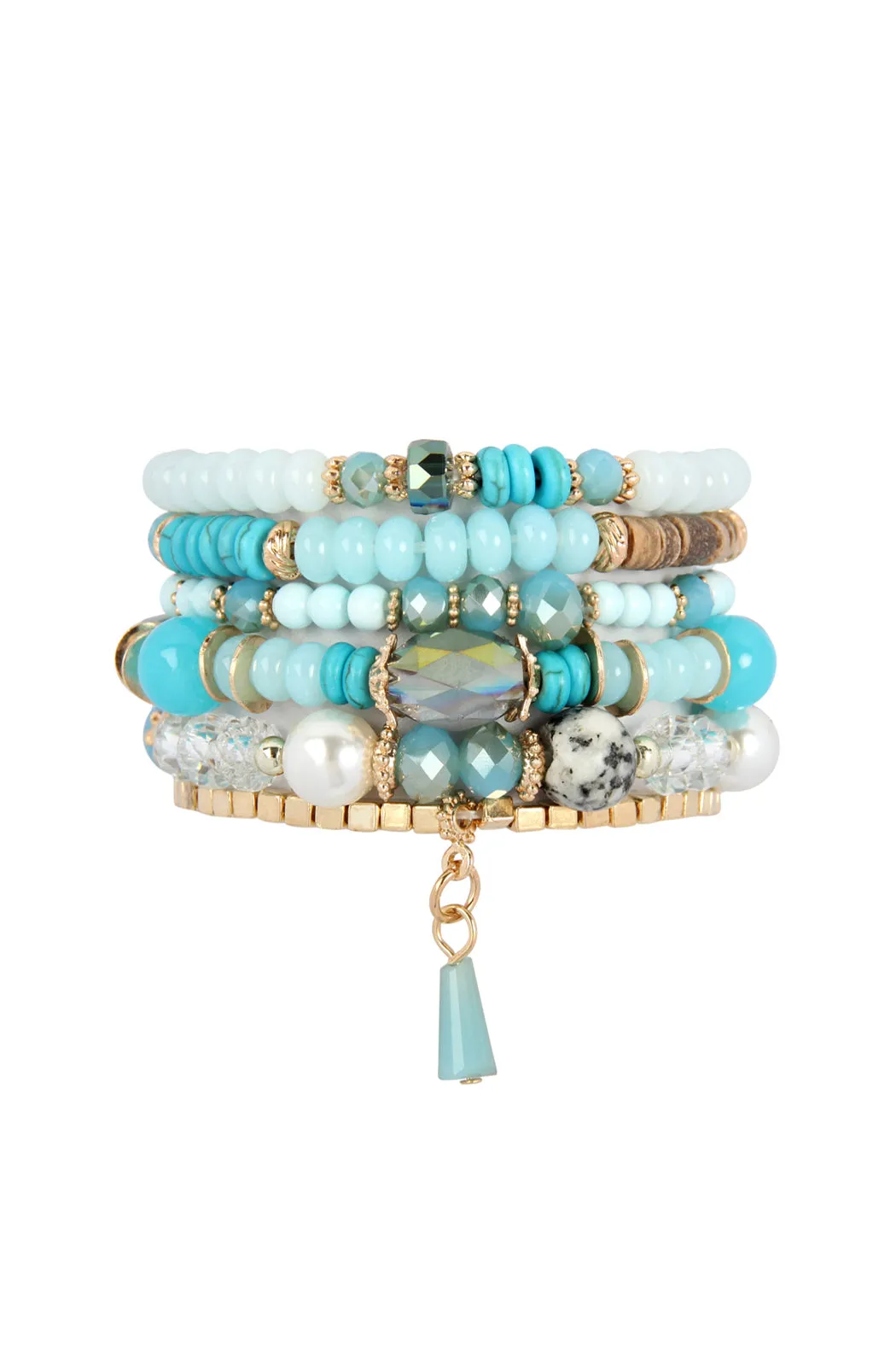 MULTI STONE BEADS STACKABLE BRACELET/6PCS