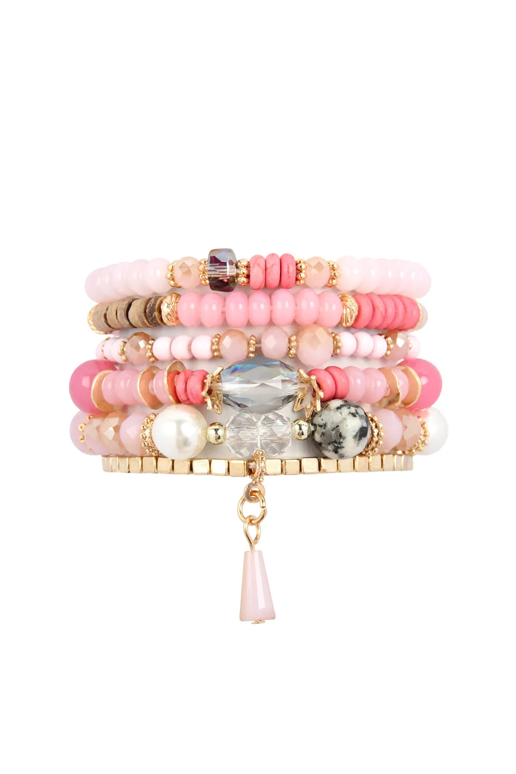 MULTI STONE BEADS STACKABLE BRACELET/6PCS