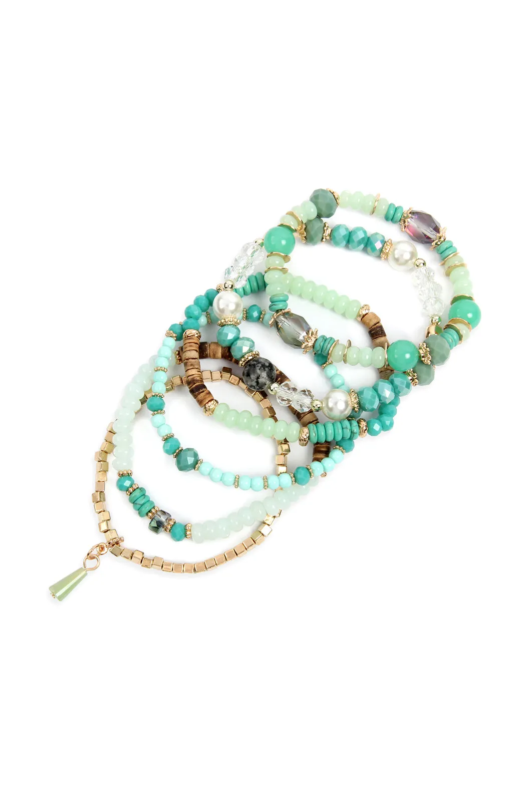 MULTI STONE BEADS STACKABLE BRACELET/6PCS