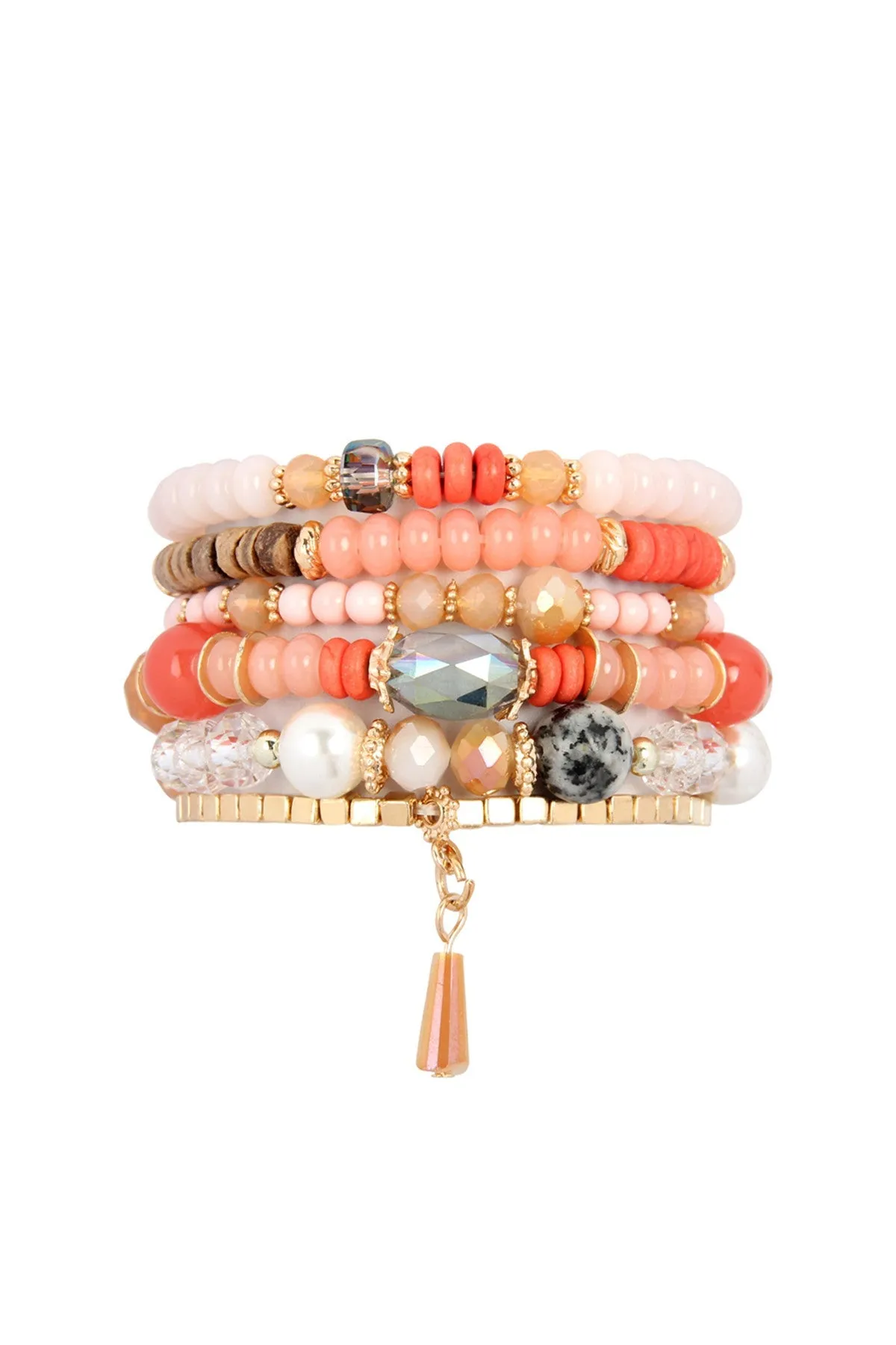 MULTI STONE BEADS STACKABLE BRACELET/6PCS