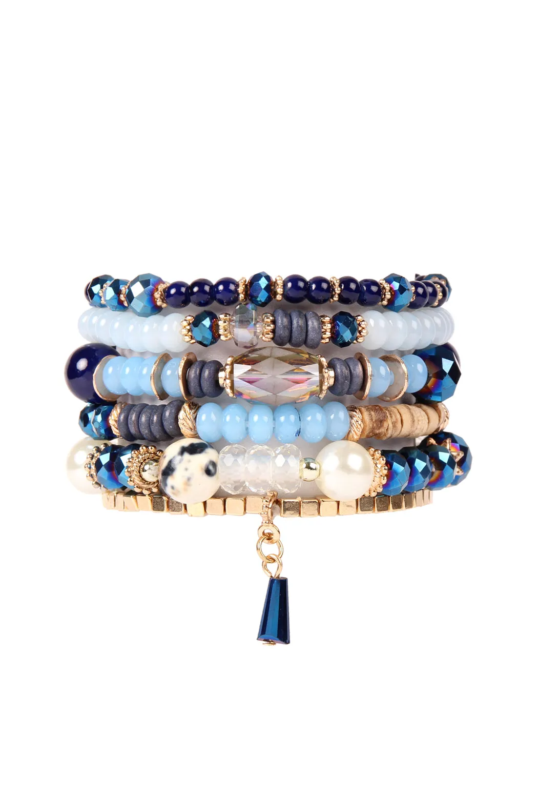 MULTI STONE BEADS STACKABLE BRACELET/6PCS