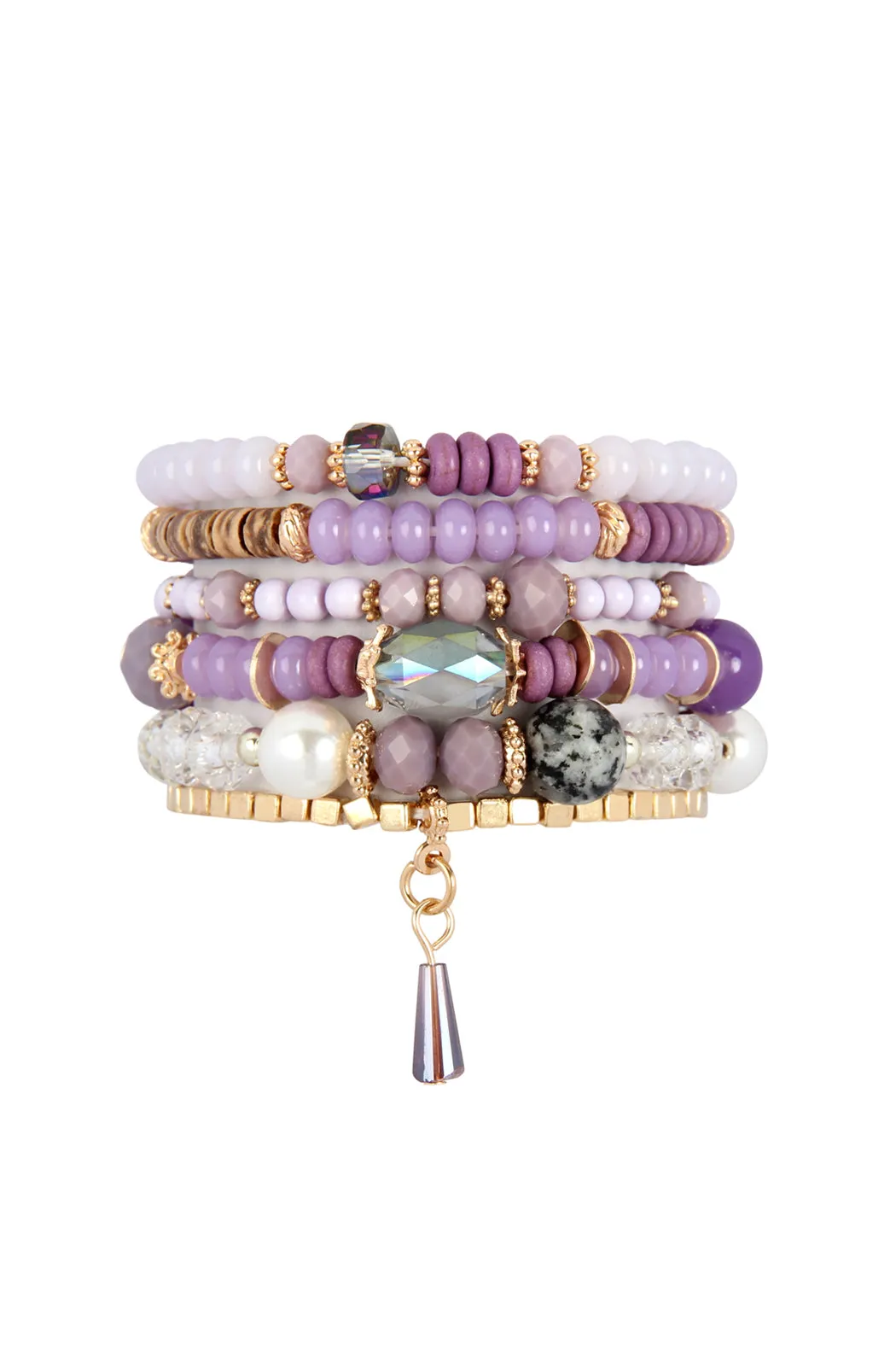 MULTI STONE BEADS STACKABLE BRACELET/6PCS