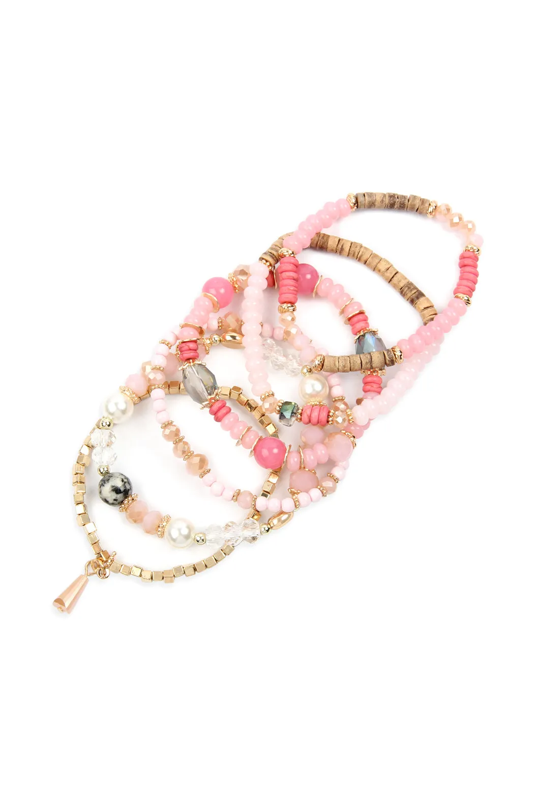 MULTI STONE BEADS STACKABLE BRACELET/6PCS