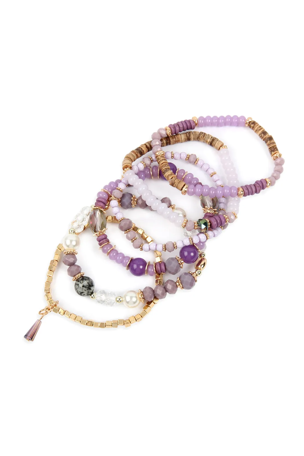 MULTI STONE BEADS STACKABLE BRACELET/6PCS