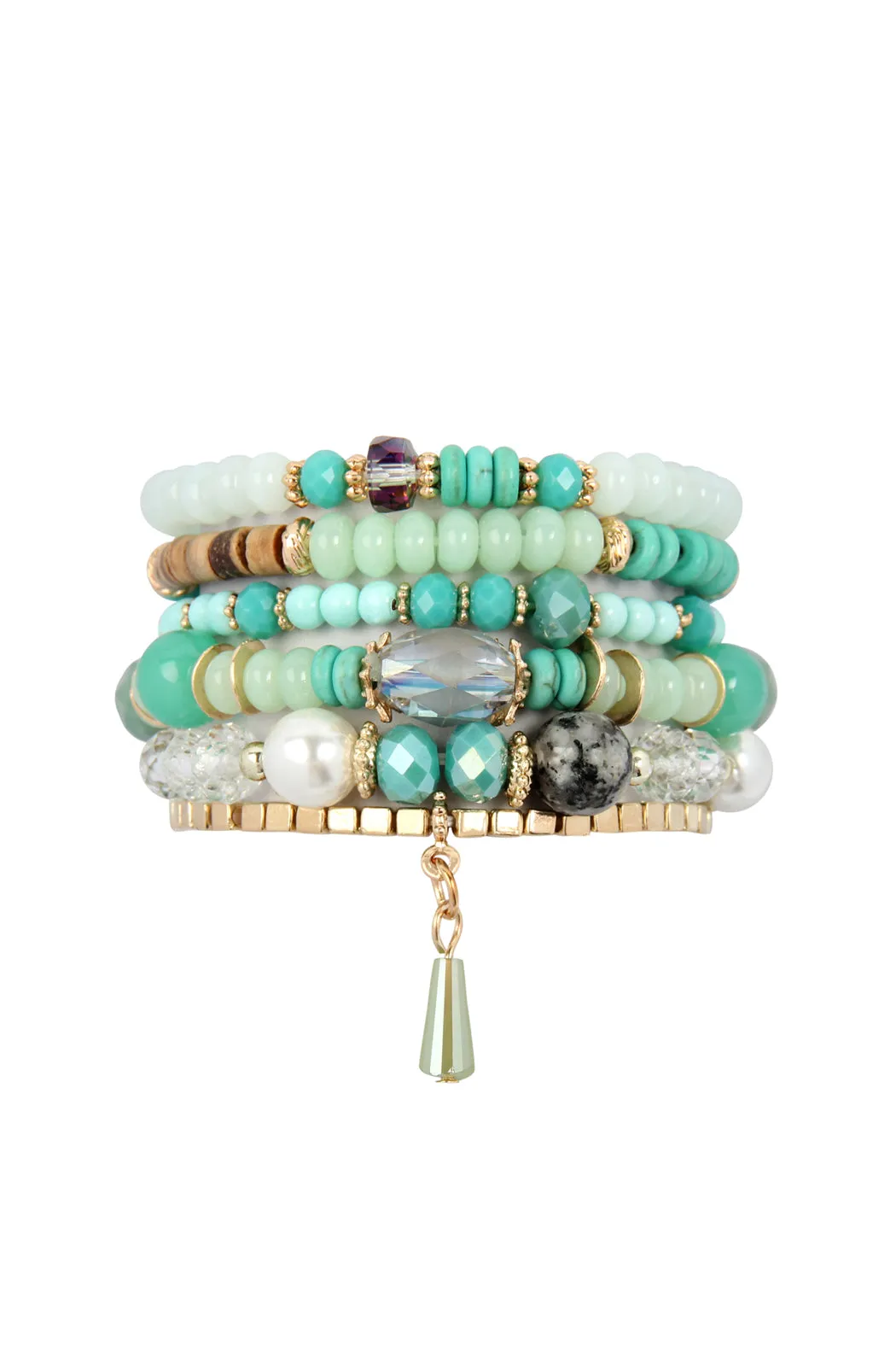 MULTI STONE BEADS STACKABLE BRACELET/6PCS