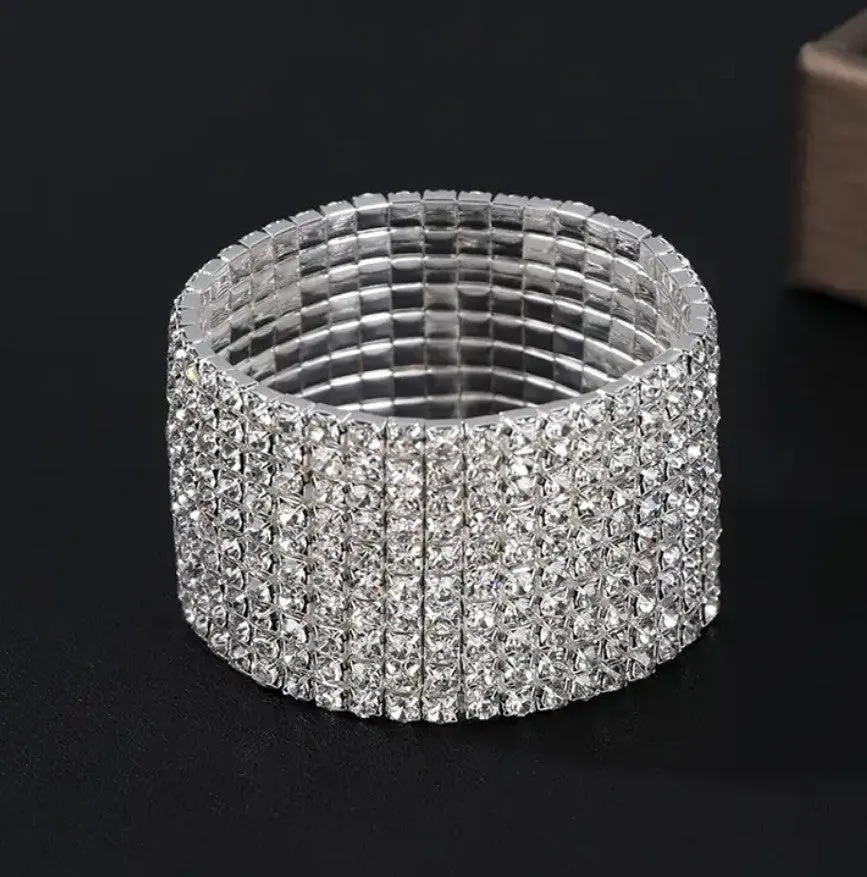 Nicky 10 Rows Rhinestone Stretch Bracelet