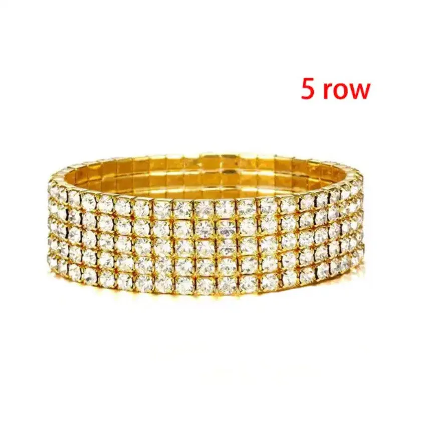 Nicky 10 Rows Rhinestone Stretch Bracelet