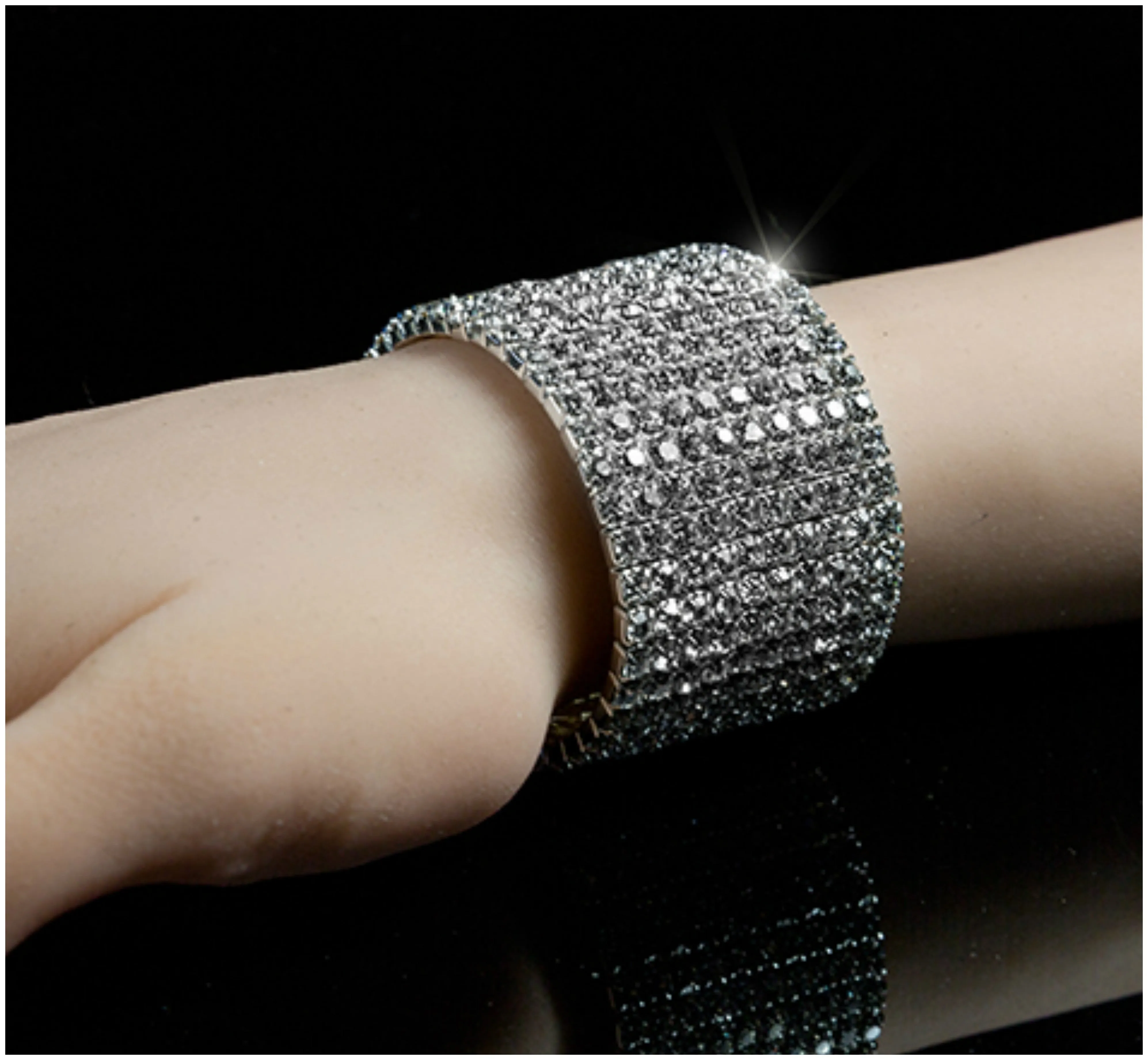 Nicky 10 Rows Rhinestone Stretch Bracelet