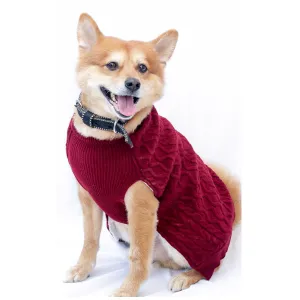 Petsnugs Cable Knit Sweater for Dogs and Cats (Maroon)