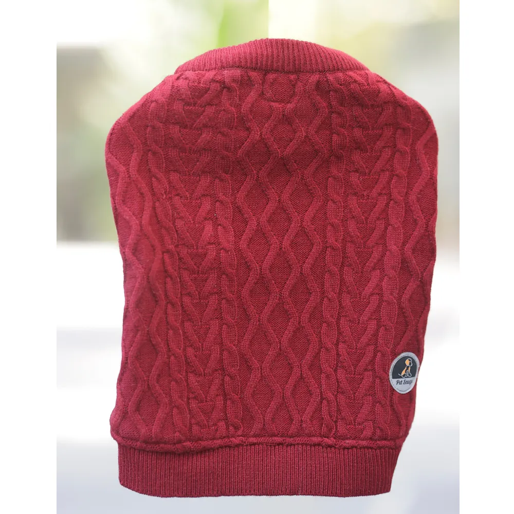 Petsnugs Cable Knit Sweater for Dogs and Cats (Maroon)