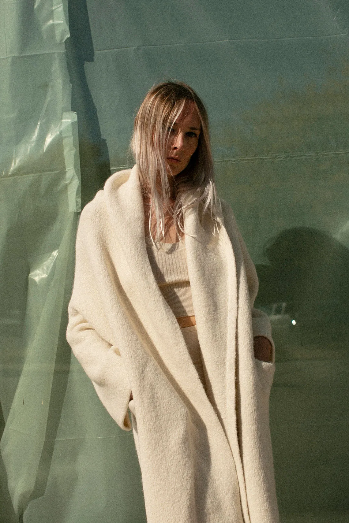 Raw White Capote Coat