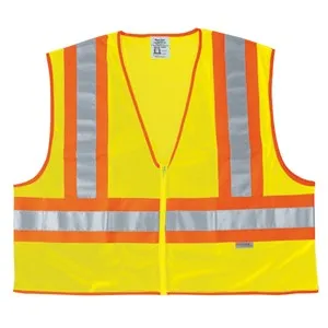 WCCL2LX3 MCR Poly,Mesh Safety Vest,4 1/2" Orange/Silver Stripe,LIME